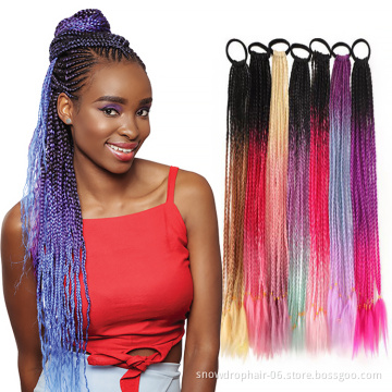 Rainbow Pink Ponytail Hairpiece With Rubber Band Hair Ring Chignon Long Braid Synthetic Hair Pony Tail Hair Extensions